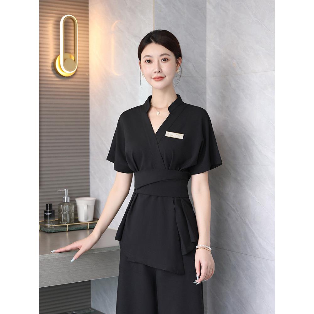 美容师工作服女性皮肤管理高级美容院纹身师韩国时尚夏季健康中心