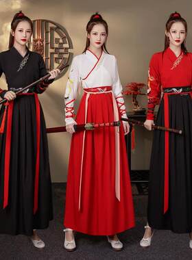 武侠风汉服女中国风女侠古装古风骁的演出侠客雪龙吟古典舞蹈服装
