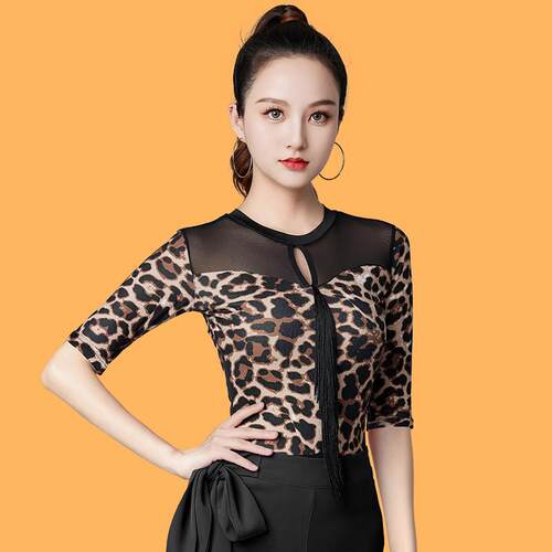 摩登舞上衣长袖跳舞衣服拉丁舞社交舞蹈服装女国标社交舞练功服装