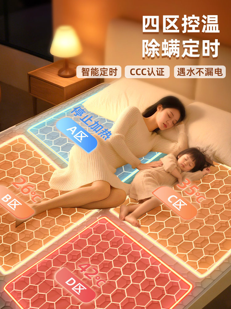 四区控温水暖电热毯电褥子环鼎分区头脚上下四控家用学生宿舍新款