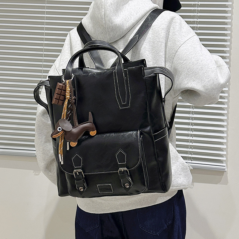 复古英伦风双肩包男女2026新款大容量通勤大学生书包旅行百搭背包