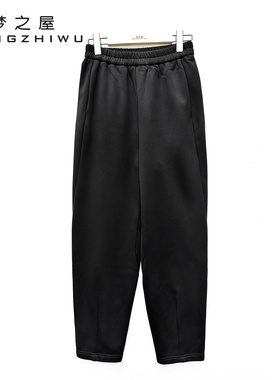 休闲裤女梦之屋加绒厚裤子2025冬季新款松紧腰宽松显瘦卫裤K29274