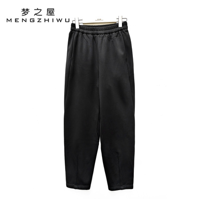 梦之屋松紧腰宽松加绒卫裤休闲裤