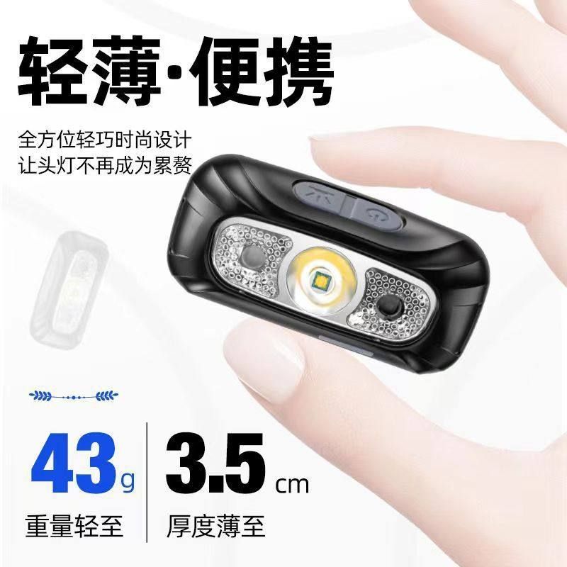 跨境感应头灯LED强光超亮户外夜钓USB充电矿灯头戴式头灯