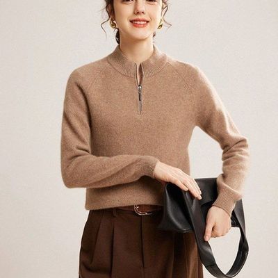 秋冬新款半拉链套头女款100纯女