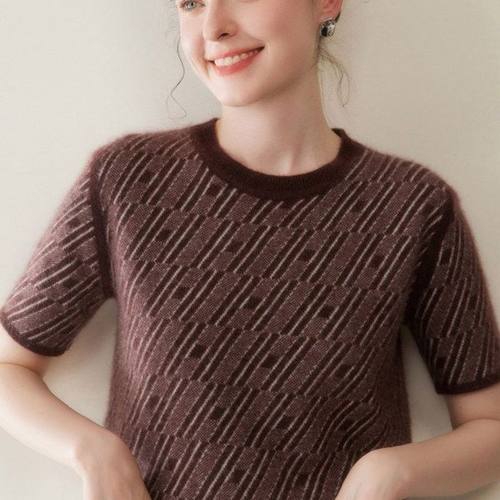 山羊绒短袖女毛衣十二针简约百搭