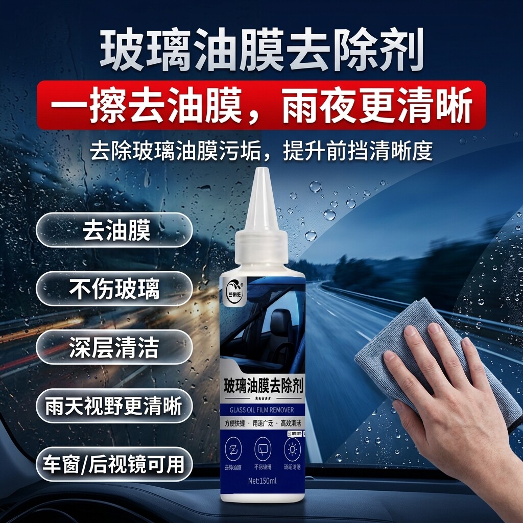 兰科尼汽车油膜清洁剂去除剂前挡风玻璃强力去油污泡沫油膜清洗剂