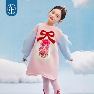 年衣童装女童连衣裙25年秋季女孩A字裙宝宝公主裙儿童卫衣裙甜美