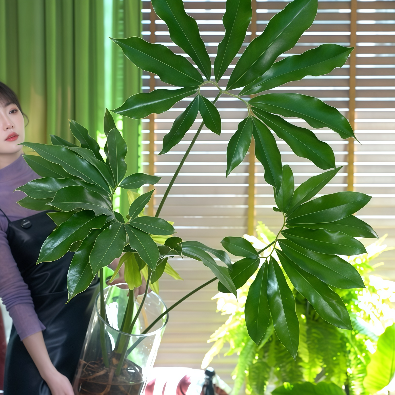 水培印第安羽毛蔓绿绒五子登科耐阴耐热网红观叶北欧风ins绿植