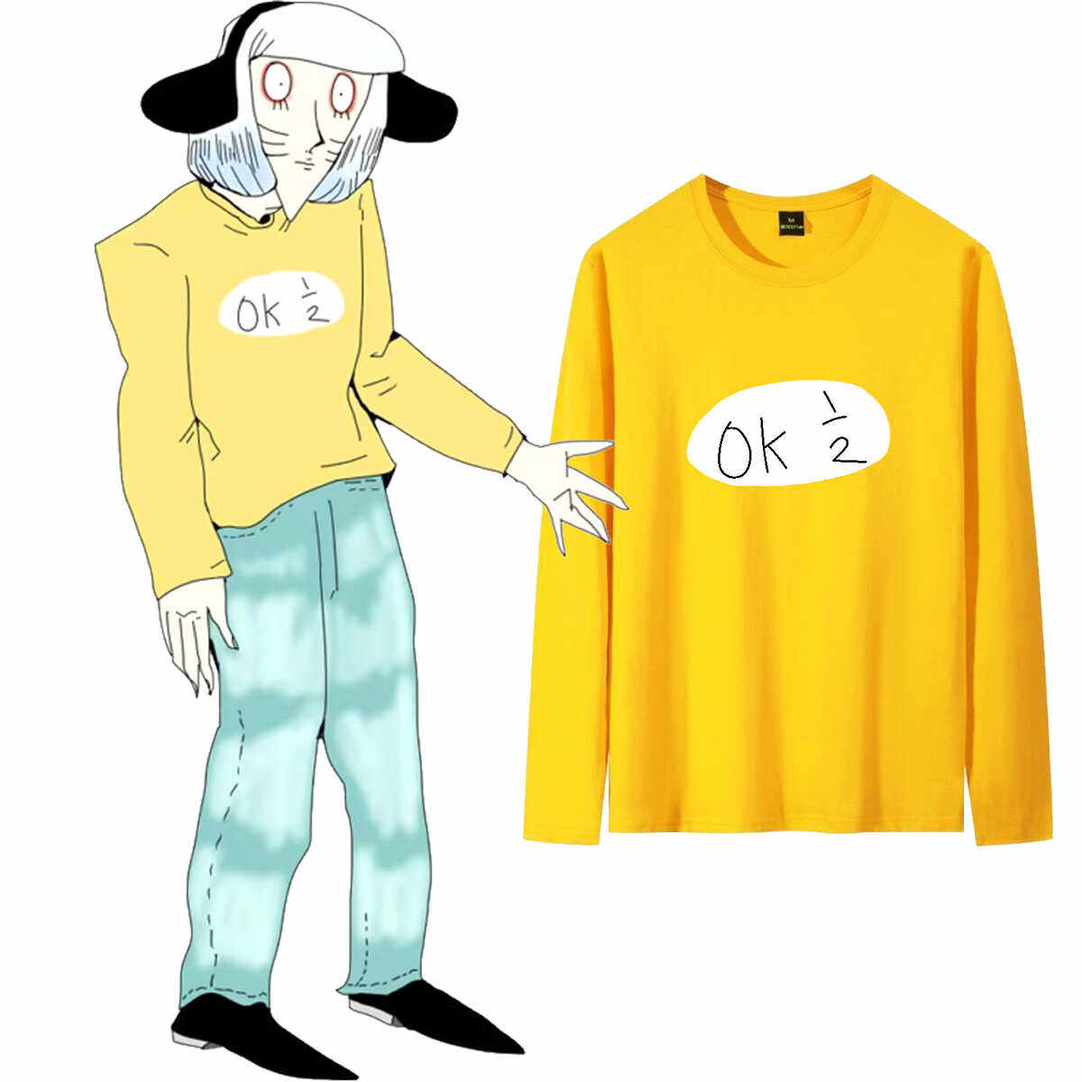 ranfren  nyon cos 黄色长袖T恤 ok 二分之一