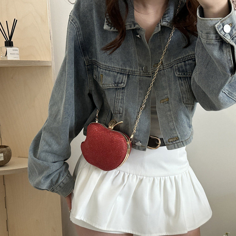 2025新款苹果包时尚休闲迷你口红包洋气链条斜挎包夜店单肩包潮女