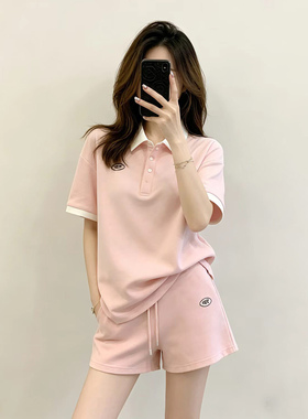 高级感休闲运动套装女2026新款慵懒风韩版巨好看粉色运动服两件套
