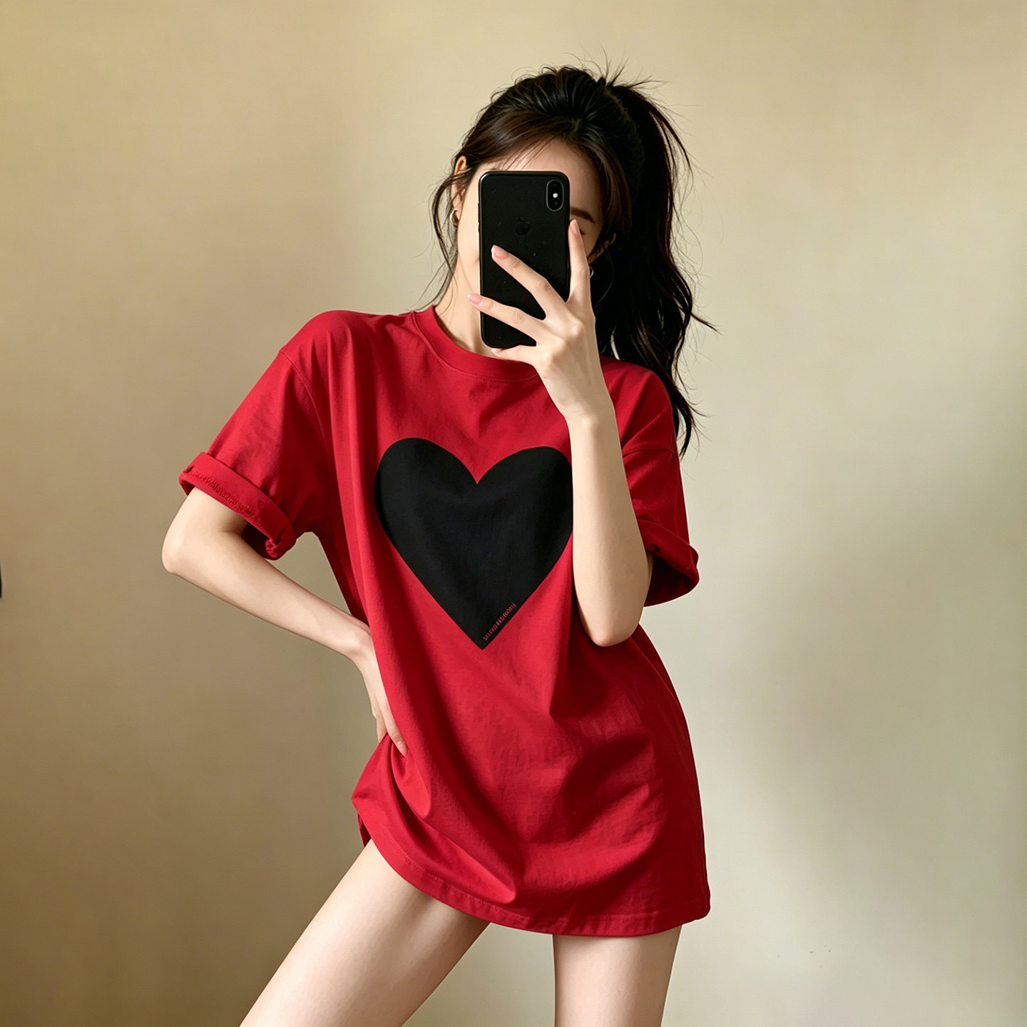 美式短袖t恤女夏季新款欧货大版减龄超火2026慵懒风宽松红色上衣