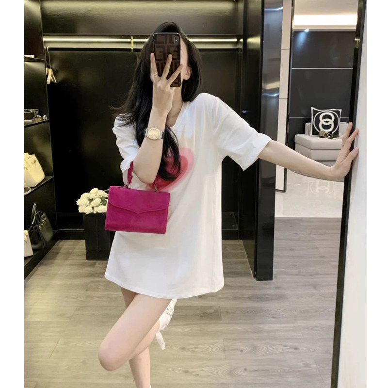 爱心白色短袖t恤女装夏