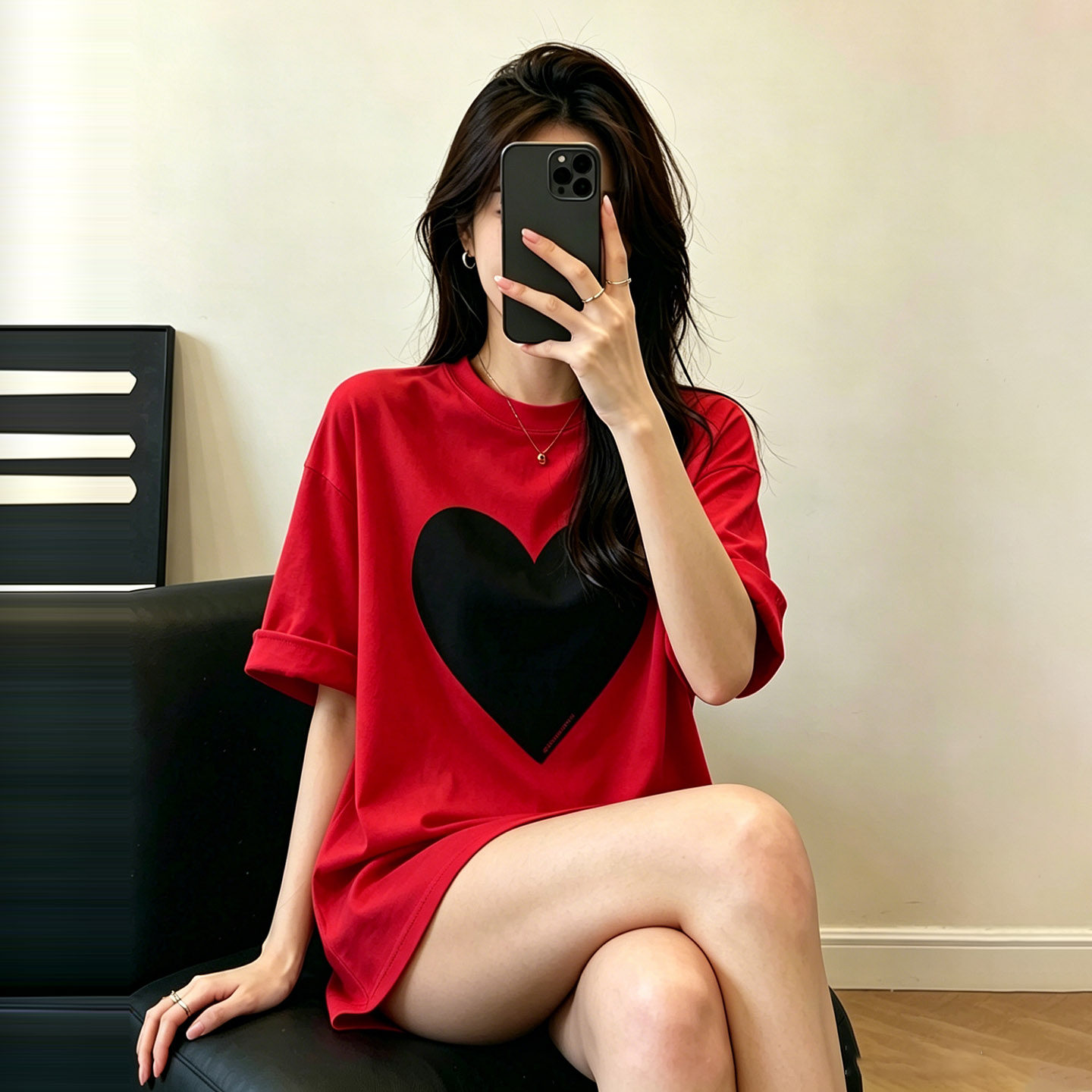 红色短袖t恤女夏季新款长款遮屁股独特漂亮欧货超火美式半袖上衣
