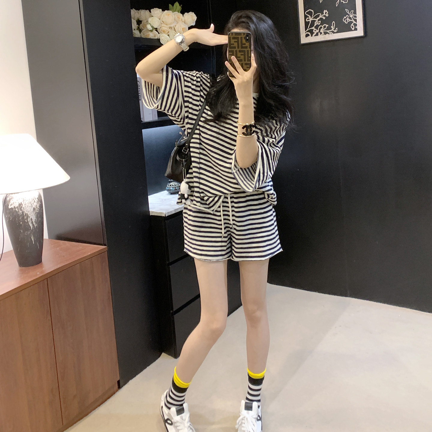 夏季时尚条纹两件套女2025新款