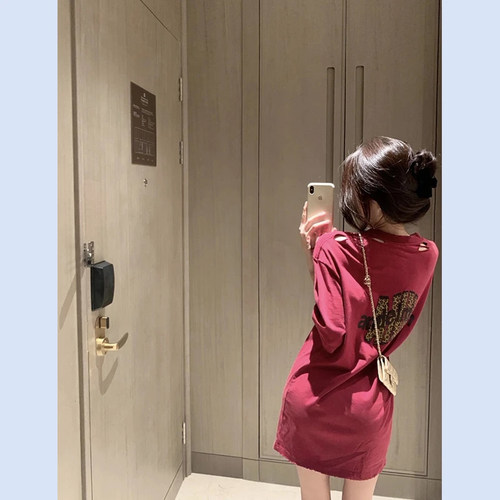 慵懒风大版印花短袖t恤女韩版