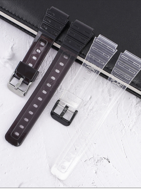 代用咔西欧手表带F-84/F-91W/F-94/F-105/A158/168树脂黑色透明