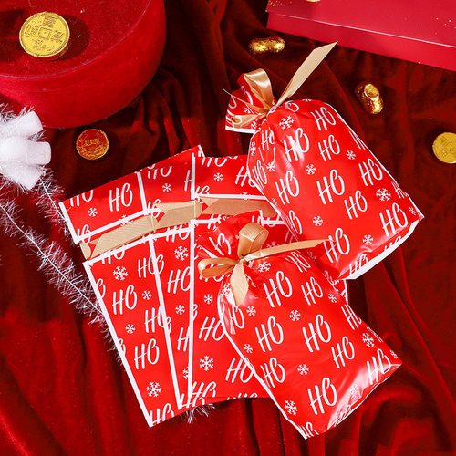 10个圣诞节束口袋派对礼品袋糖果零食大容量包装袋圣诞平安果袋子