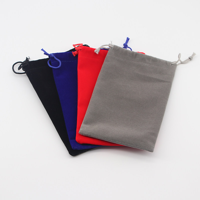 10个装黑色绒布袋便携式手机无线充电器珠宝首饰包装收纳小绒袋子