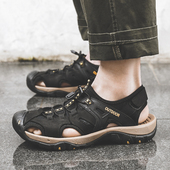 男涉水溯溪鞋 凉鞋 户外运动沙滩鞋 真皮包头罗马凉鞋 男夏洞洞鞋 大码