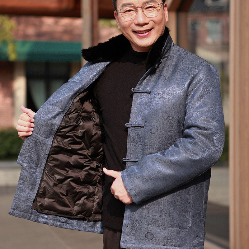 冬季中老年男士加厚羽绒服唐装中国风大码爸爸装休闲鸭绒外套脱卸,男装,唐装,淘宝优惠券,粉丝福利购,淘宝优惠卷