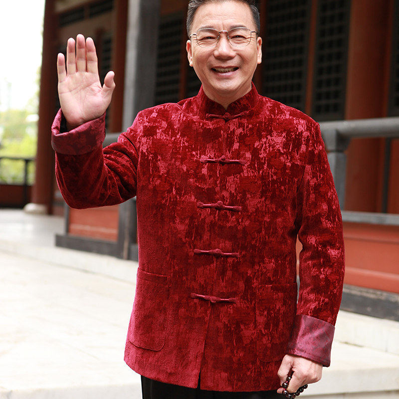 冬季灯芯绒唐装男士中国风中老年加绒加厚棉衣爸爸装中式保暖外套,男装,唐装,淘宝优惠券,粉丝福利购,淘宝优惠卷