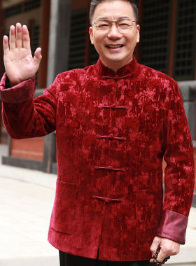 冬季灯芯绒唐装男士中国风中老年加绒加厚棉衣爸爸装中式保暖外套