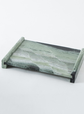 天然丹东绿色大理石托盘酒店样板间茶几饰品摆件家居收纳摆设