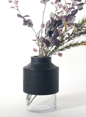 创意现代大理石玻璃水培花器插干花花瓶样板间餐桌装饰品摆件