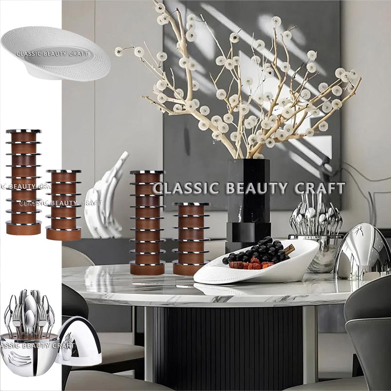 现代样板间软装饰品客厅餐厅草帽花器摆件木色烛台蛋形餐具组合,家居饰品,桌面摆件,淘宝优惠券,粉丝福利购,淘宝优惠卷