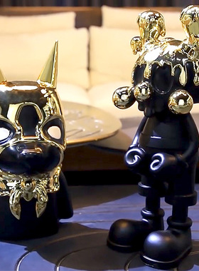 现代轻奢ins风树脂卡通潮玩摆件伽马星人家居饰品样板间酒柜摆设