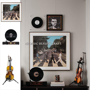 现代简约样板间音乐主题挂画客厅家饰软装搭配套装唱片机相机模型