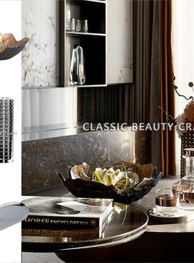 现代样板间茶几金属果盘马酒具马赛克花瓶组合摆件软装饰品摆件