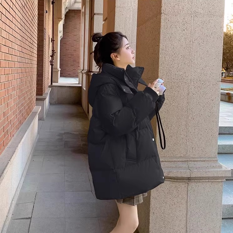 中长款韩版宽松连帽棉衣女