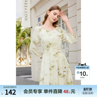 中长款 百图女装 气质竹韵印花中国风新中式 新款 连衣裙 2026年春装