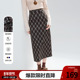 显瘦中长款 betu百图复古格子毛呢半身裙女2025年冬季 新款 直筒裙