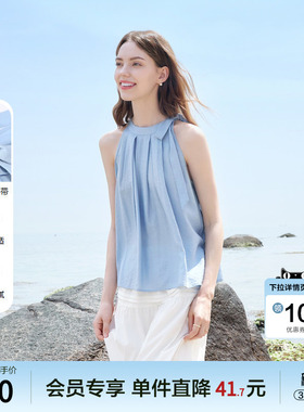 betu百图法式蝴蝶结露肩衬衫女2025年夏季新款遮肉显瘦蓝色衬衣