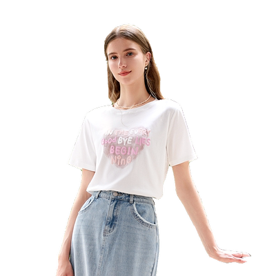 betu百图美式字母T恤女短袖2025年夏季新款宽松显瘦白色上衣潮