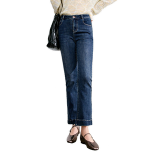 betu百图美式修身高腰微喇裤女牛仔裤2025年夏季新款小个子九分裤