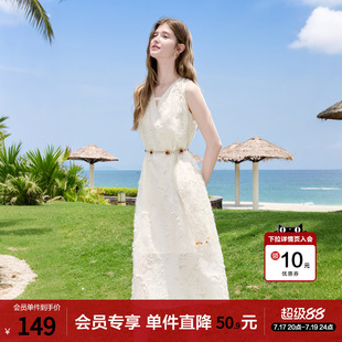 betu百图法式V领无袖气质连衣裙女2026年夏季新款独特好看裙子