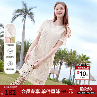 betu百图法式镂空蕾丝连衣裙女2026年夏季新款流苏边气质连身裙