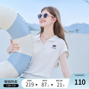 上衣 betu百图运动风polo领短袖 T恤女2025年夏季 新款 百搭体恤衫