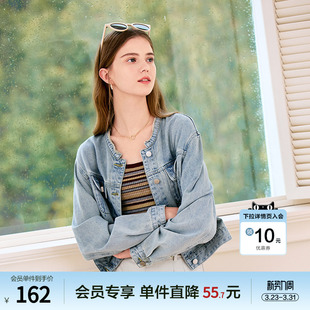 短款 新款 圆领夹克小个子 牛仔外套女2026年春季 betu百图工装