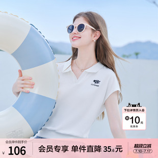 betu百图运动风polo领短袖T恤女2026年夏季新款百搭体恤衫上衣
