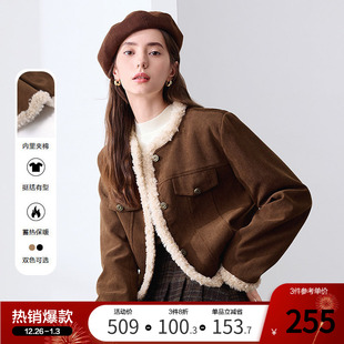 betu百图美拉德灯芯绒短外套女2025年冬季 加厚夹棉棉服 新款