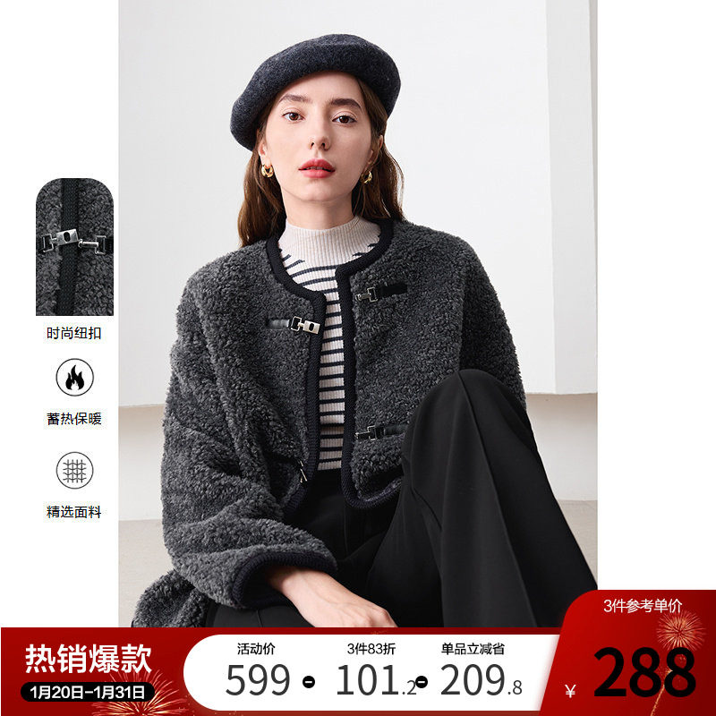 betu百图时尚减龄仿羊羔绒外套女2025年冬季新款高级感短款夹克,女装/女士精品,短外套,淘宝优惠券,粉丝福利购,淘宝优惠卷