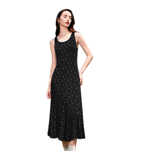 betu百图法式印花吊带背心裙连衣裙2026年春季新款小黑裙中长裙