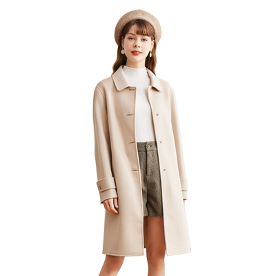 百图中长款毛呢外套betu