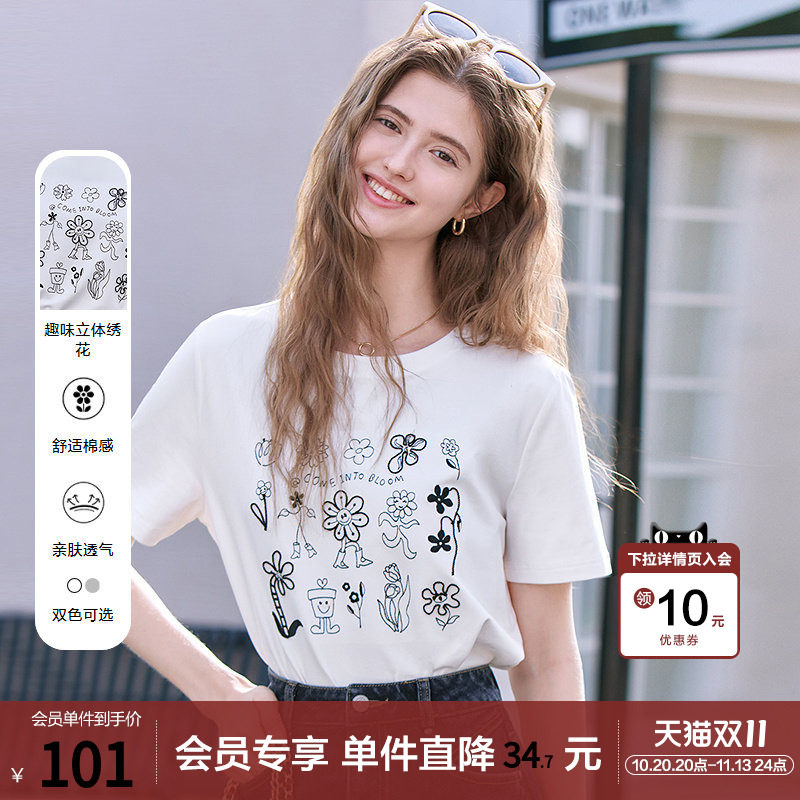 betu百图减龄可爱印花T恤女士短袖2026年春夏新款圆领小衫上衣